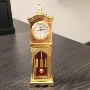 Elgin Gold and Red Miniature Grandfather Clock
